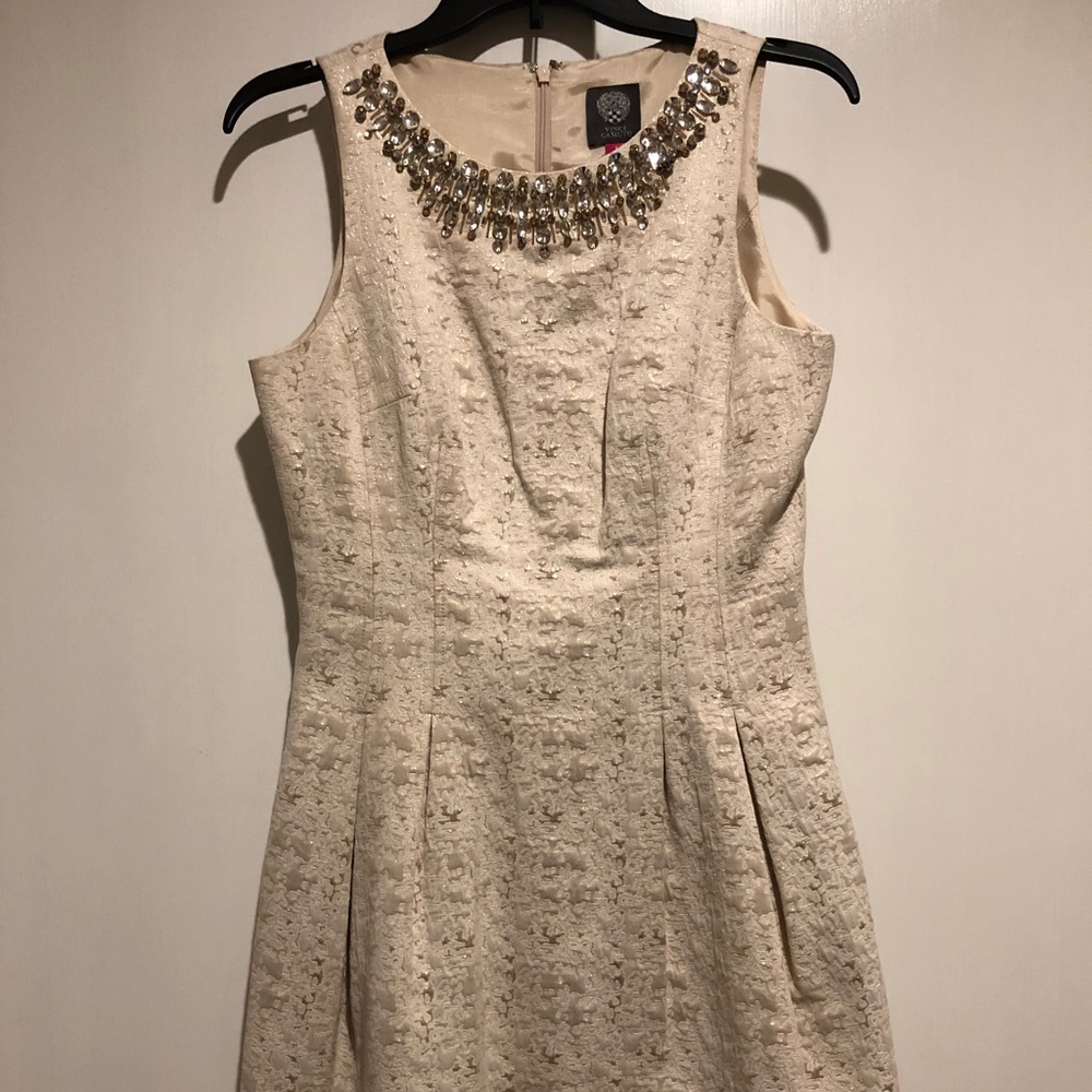 Beaded detail peplum dress